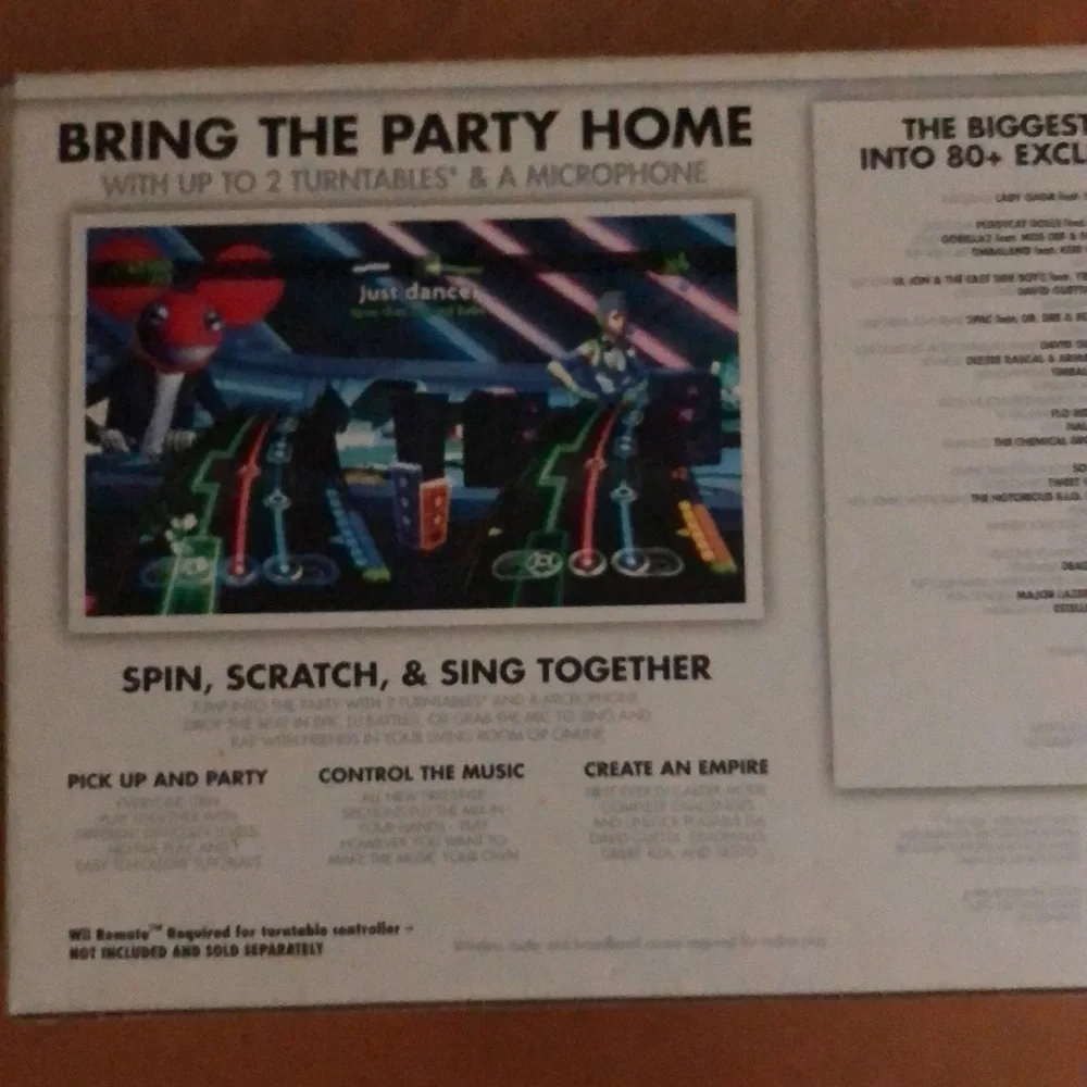 WII “DJ Hero2” is dated, but plays just fine,although it has been safely stored!